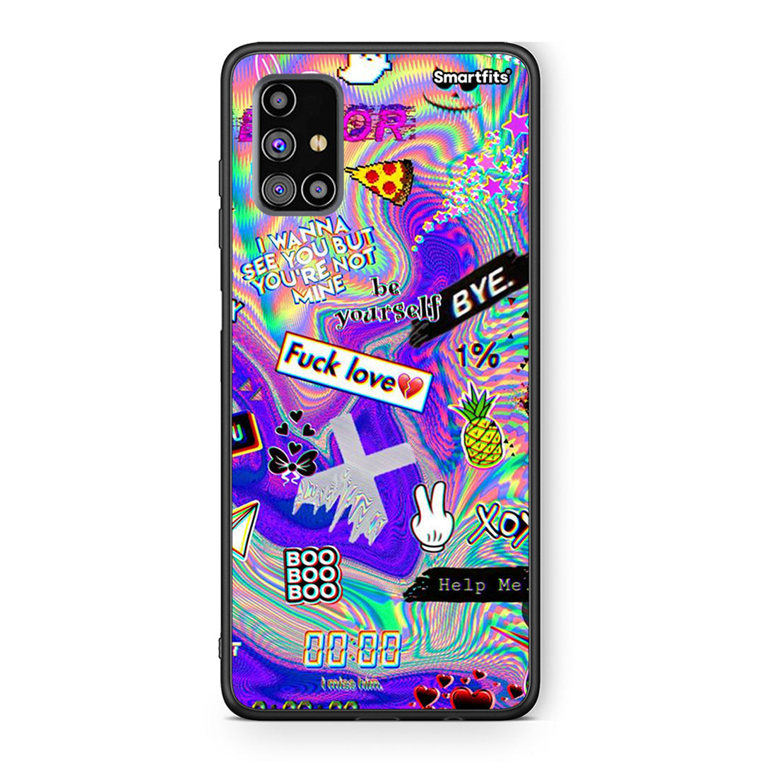 Samsung M31s Game Over θήκη από τη Smartfits με σχέδιο στο πίσω μέρος και μαύρο περίβλημα | Smartphone case with colorful back and black bezels by Smartfits