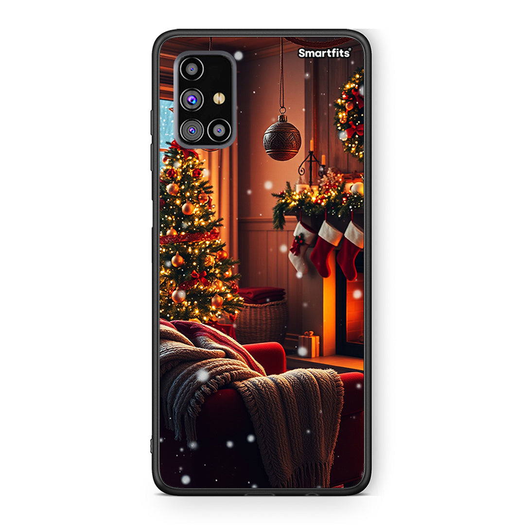 Samsung M31s Home For Christmas θήκη από τη Smartfits με σχέδιο στο πίσω μέρος και μαύρο περίβλημα | Smartphone case with colorful back and black bezels by Smartfits