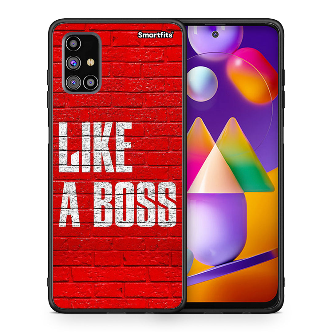 Θήκη Samsung M31s Like A Boss από τη Smartfits με σχέδιο στο πίσω μέρος και μαύρο περίβλημα | Samsung M31s Like A Boss case with colorful back and black bezels