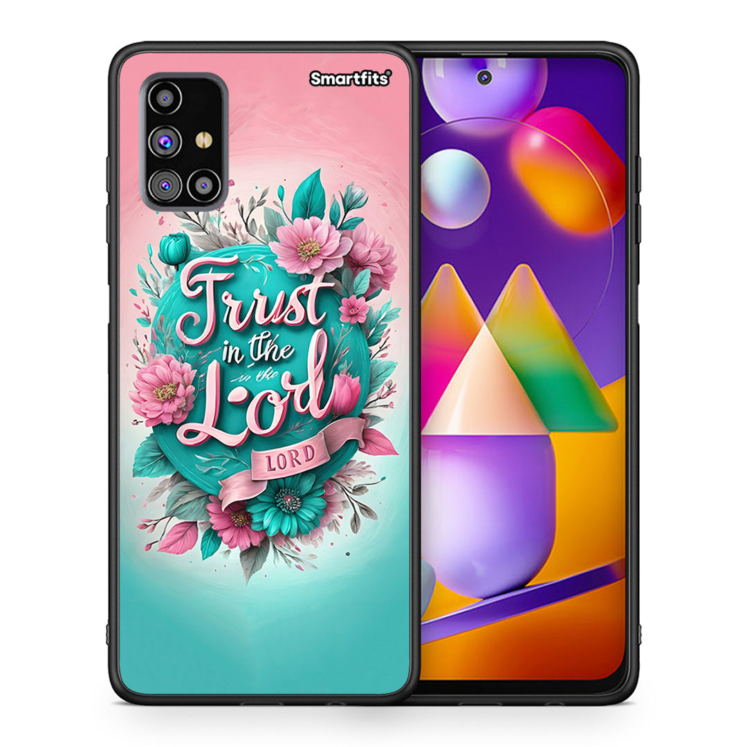 Θήκη Samsung M31s Lord Trust από τη Smartfits με σχέδιο στο πίσω μέρος και μαύρο περίβλημα | Samsung M31s Lord Trust case with colorful back and black bezels