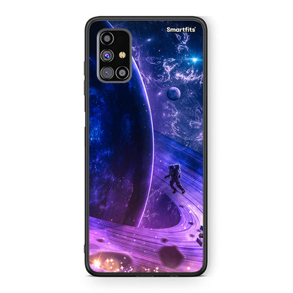Samsung M31s Lost Astronaut θήκη από τη Smartfits με σχέδιο στο πίσω μέρος και μαύρο περίβλημα | Smartphone case with colorful back and black bezels by Smartfits