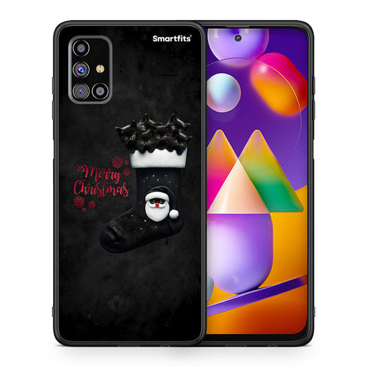 Θήκη Samsung M31s Merry Cat Christmas από τη Smartfits με σχέδιο στο πίσω μέρος και μαύρο περίβλημα | Samsung M31s Merry Cat Christmas case with colorful back and black bezels