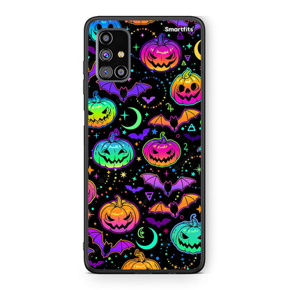 Samsung M31s Neon Halloween θήκη από τη Smartfits με σχέδιο στο πίσω μέρος και μαύρο περίβλημα | Smartphone case with colorful back and black bezels by Smartfits