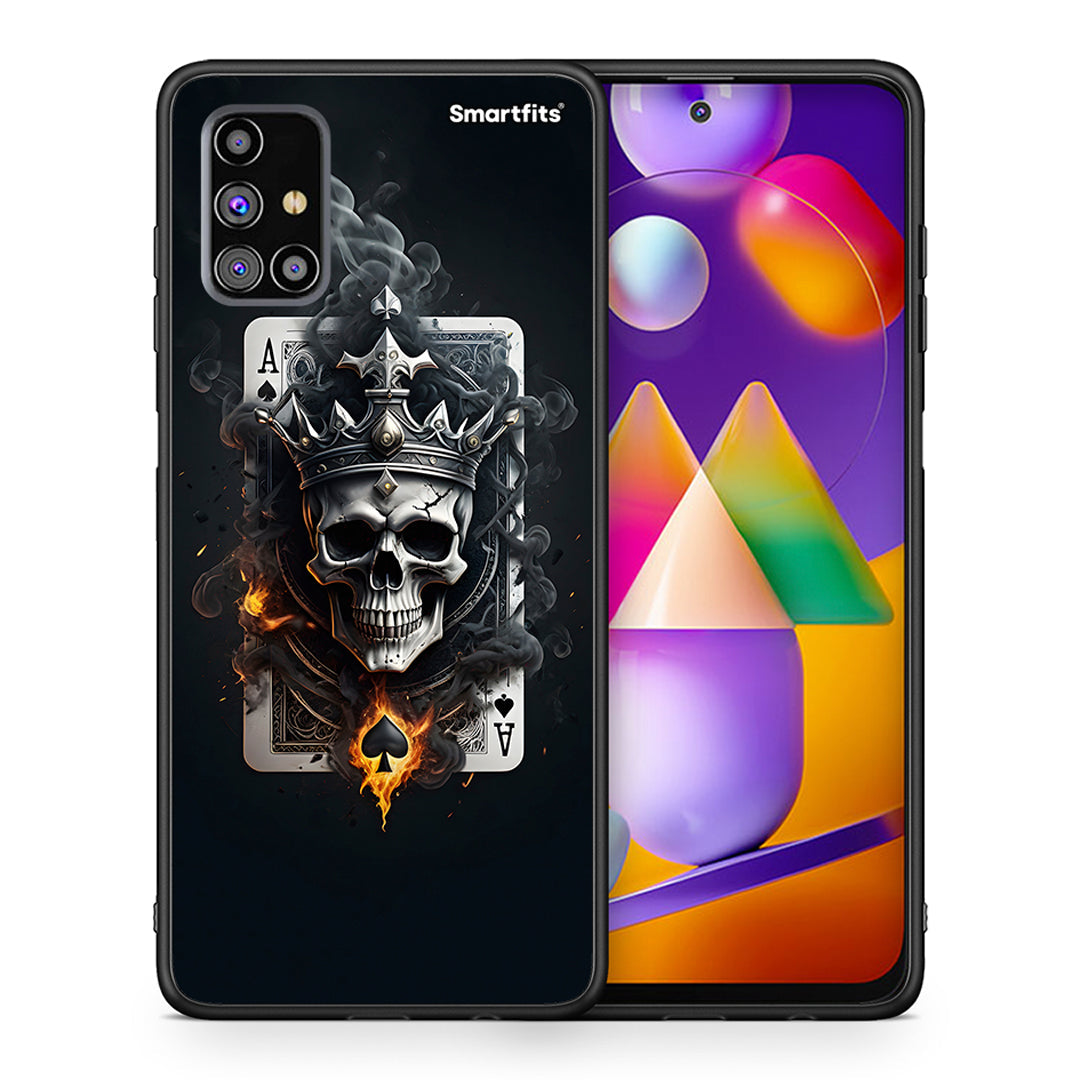 Θήκη Samsung M31s Skull King Ace από τη Smartfits με σχέδιο στο πίσω μέρος και μαύρο περίβλημα | Samsung M31s Skull King Ace case with colorful back and black bezels