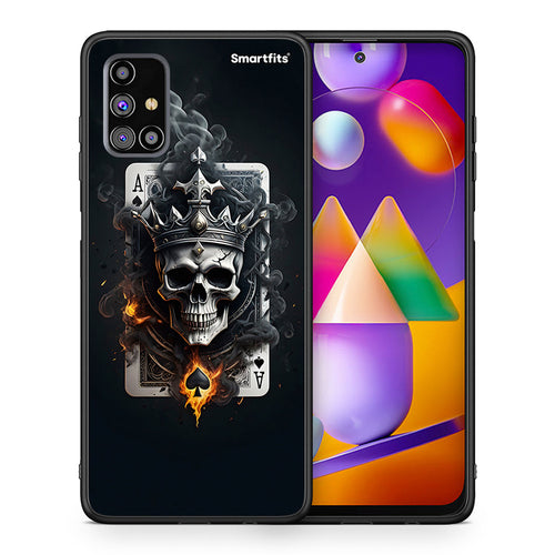 Θήκη Samsung M31s Skull King Ace από τη Smartfits με σχέδιο στο πίσω μέρος και μαύρο περίβλημα | Samsung M31s Skull King Ace case with colorful back and black bezels
