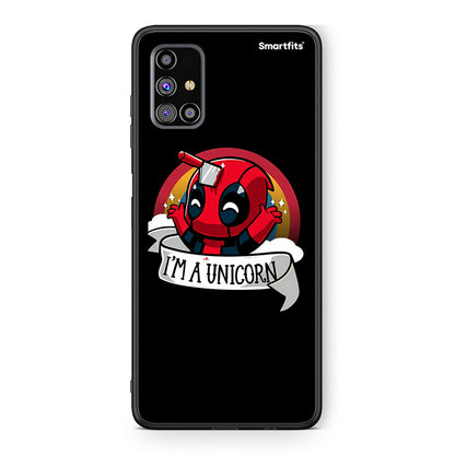 Samsung M31s Unicorn Deadpool θήκη από τη Smartfits με σχέδιο στο πίσω μέρος και μαύρο περίβλημα | Smartphone case with colorful back and black bezels by Smartfits