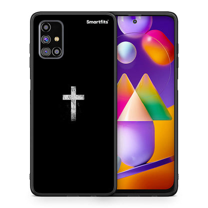 Θήκη Samsung M31s White Cross από τη Smartfits με σχέδιο στο πίσω μέρος και μαύρο περίβλημα | Samsung M31s White Cross case with colorful back and black bezels