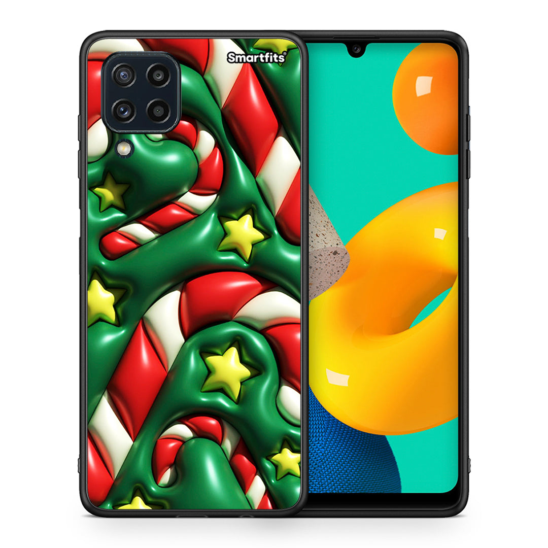 Θήκη Samsung M32 4G Christmas Bubbles από τη Smartfits με σχέδιο στο πίσω μέρος και μαύρο περίβλημα | Samsung M32 4G Christmas Bubbles case with colorful back and black bezels