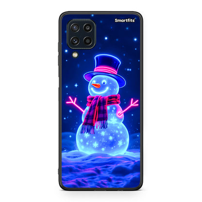 Samsung M32 4G Christmas Neon Snowman θήκη από τη Smartfits με σχέδιο στο πίσω μέρος και μαύρο περίβλημα | Smartphone case with colorful back and black bezels by Smartfits