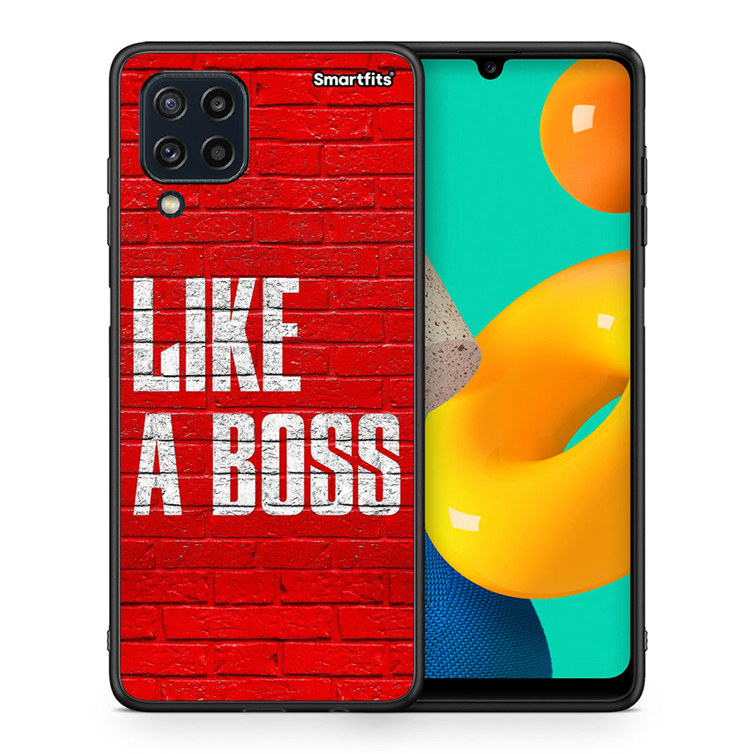 Θήκη Samsung M32 4G Like A Boss από τη Smartfits με σχέδιο στο πίσω μέρος και μαύρο περίβλημα | Samsung M32 4G Like A Boss case with colorful back and black bezels