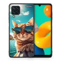 Thumbnail for Θήκη Samsung M32 4G Summer Cat από τη Smartfits με σχέδιο στο πίσω μέρος και μαύρο περίβλημα | Samsung M32 4G Summer Cat case with colorful back and black bezels