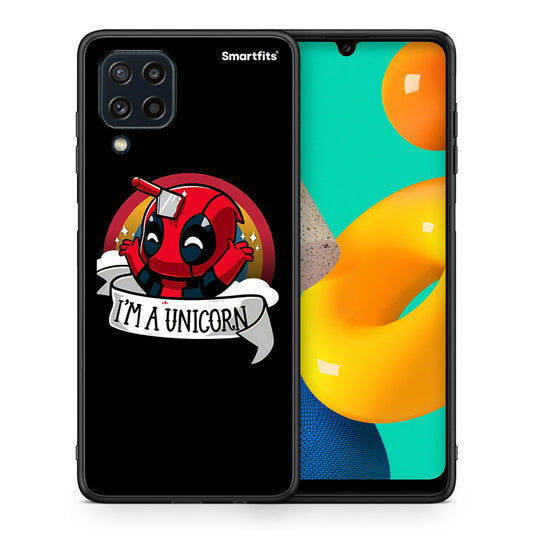 Θήκη Samsung M32 4G Unicorn Deadpool από τη Smartfits με σχέδιο στο πίσω μέρος και μαύρο περίβλημα | Samsung M32 4G Unicorn Deadpool case with colorful back and black bezels