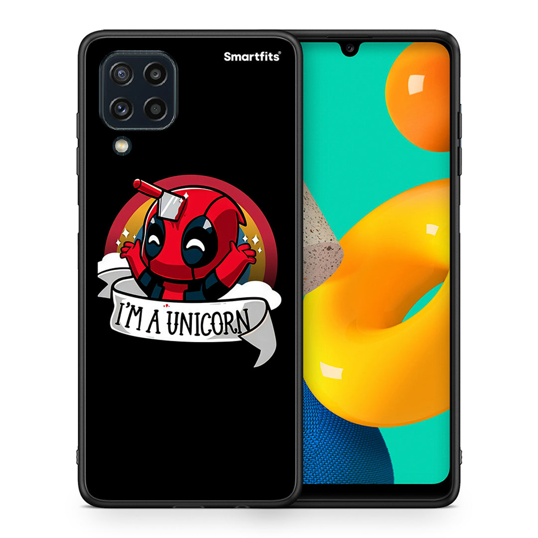 Θήκη Samsung M32 4G Unicorn Deadpool από τη Smartfits με σχέδιο στο πίσω μέρος και μαύρο περίβλημα | Samsung M32 4G Unicorn Deadpool case with colorful back and black bezels