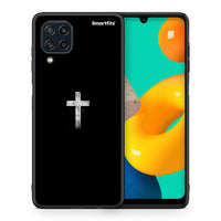 Thumbnail for Θήκη Samsung M32 4G White Cross από τη Smartfits με σχέδιο στο πίσω μέρος και μαύρο περίβλημα | Samsung M32 4G White Cross case with colorful back and black bezels