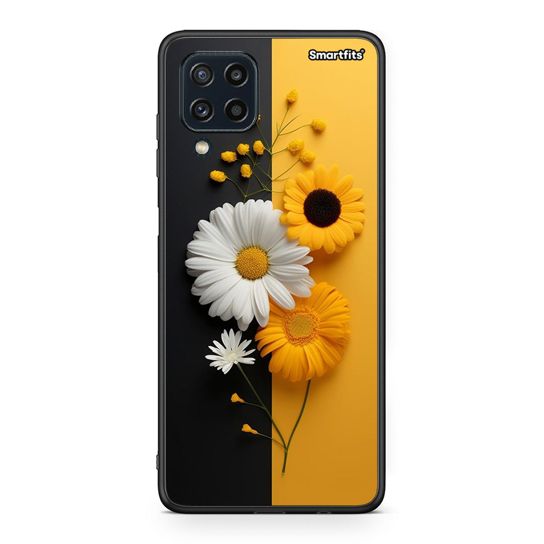 Samsung M32 4G Yellow Daisies θήκη από τη Smartfits με σχέδιο στο πίσω μέρος και μαύρο περίβλημα | Smartphone case with colorful back and black bezels by Smartfits