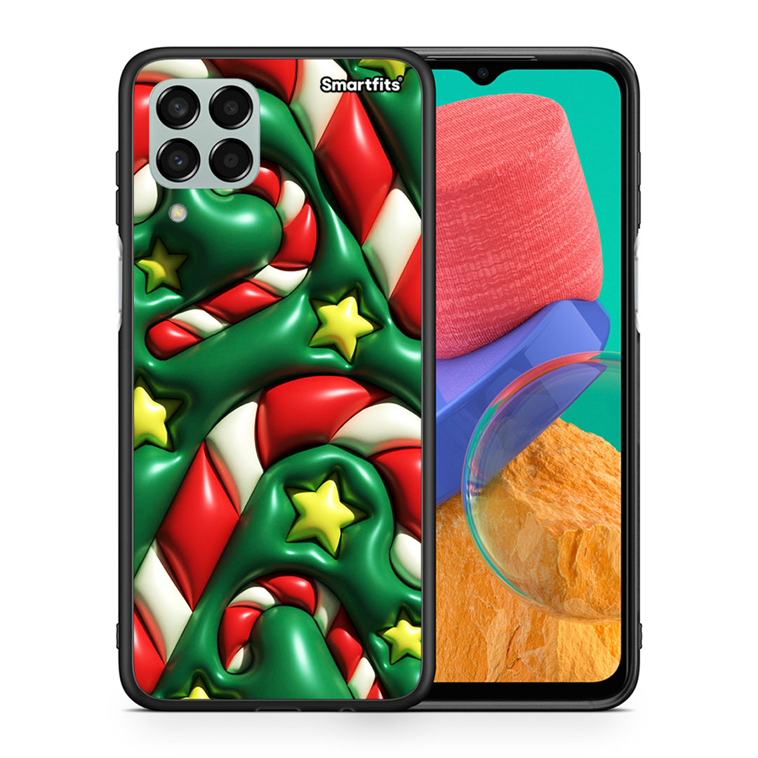Θήκη Samsung M33 Christmas Bubbles από τη Smartfits με σχέδιο στο πίσω μέρος και μαύρο περίβλημα | Samsung M33 Christmas Bubbles case with colorful back and black bezels