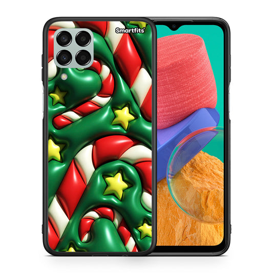 Θήκη Samsung M33 Christmas Bubbles από τη Smartfits με σχέδιο στο πίσω μέρος και μαύρο περίβλημα | Samsung M33 Christmas Bubbles case with colorful back and black bezels