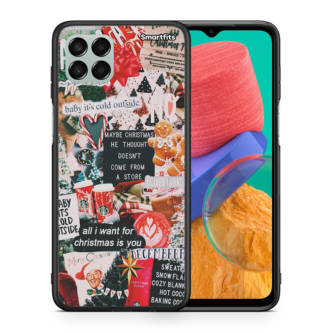Θήκη Samsung M33 Christmas Happiness από τη Smartfits με σχέδιο στο πίσω μέρος και μαύρο περίβλημα | Samsung M33 Christmas Happiness case with colorful back and black bezels