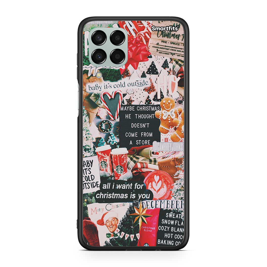 Samsung M33 Christmas Happiness θήκη από τη Smartfits με σχέδιο στο πίσω μέρος και μαύρο περίβλημα | Smartphone case with colorful back and black bezels by Smartfits