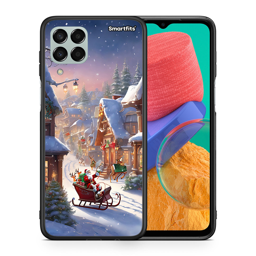 Θήκη Samsung M33 Christmas Snow από τη Smartfits με σχέδιο στο πίσω μέρος και μαύρο περίβλημα | Samsung M33 Christmas Snow case with colorful back and black bezels