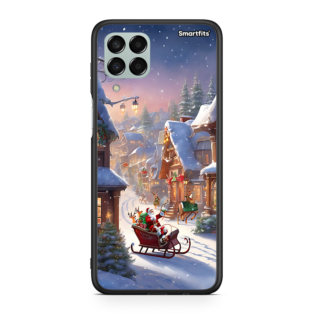 Samsung M33 Christmas Snow θήκη από τη Smartfits με σχέδιο στο πίσω μέρος και μαύρο περίβλημα | Smartphone case with colorful back and black bezels by Smartfits