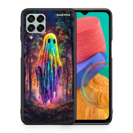 Θήκη Samsung M33 Halloween Ghost από τη Smartfits με σχέδιο στο πίσω μέρος και μαύρο περίβλημα | Samsung M33 Halloween Ghost case with colorful back and black bezels
