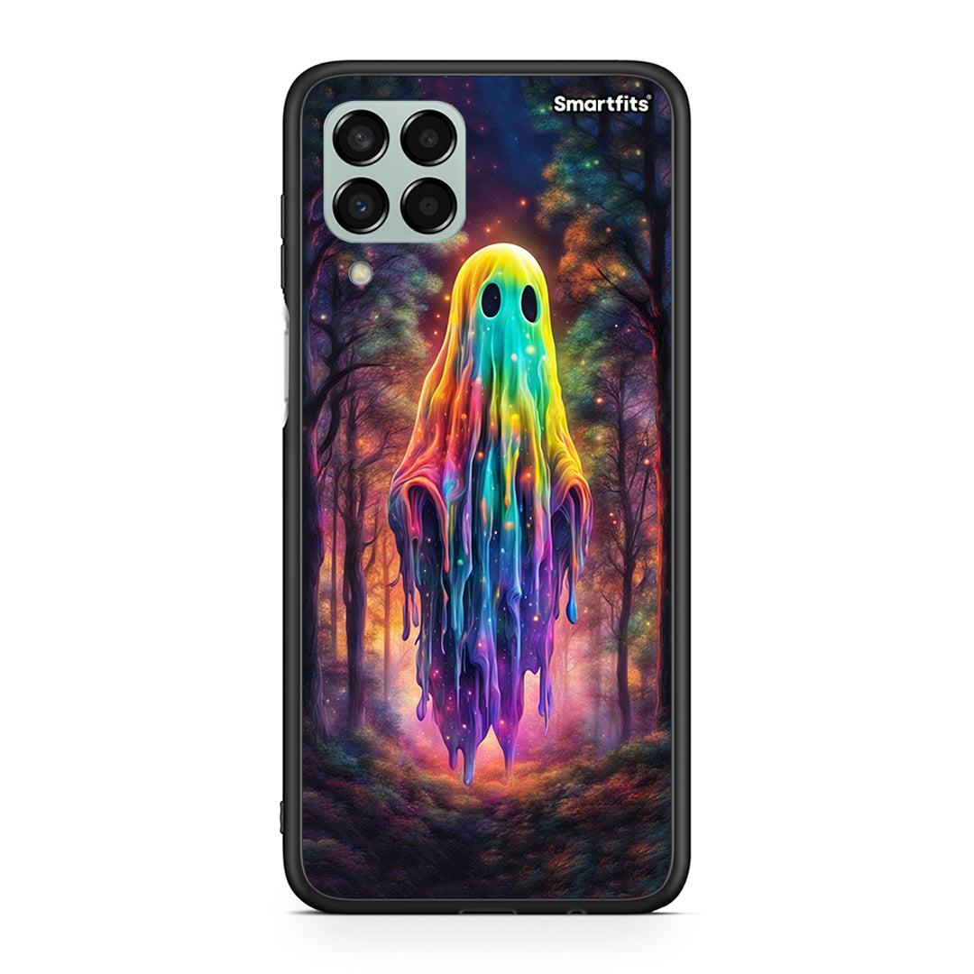 Samsung M33 Halloween Ghost θήκη από τη Smartfits με σχέδιο στο πίσω μέρος και μαύρο περίβλημα | Smartphone case with colorful back and black bezels by Smartfits