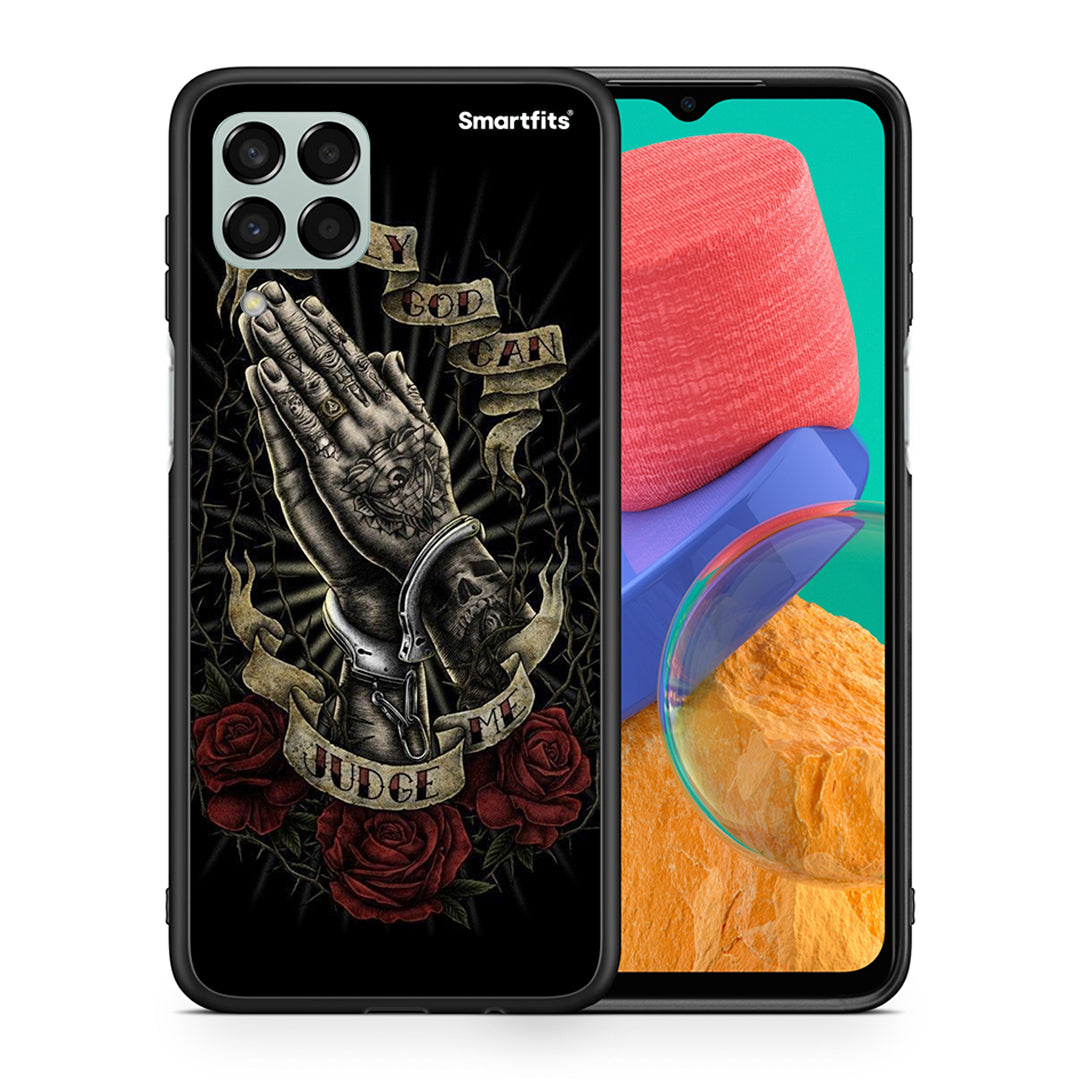 Θήκη Samsung M33 Judge By God από τη Smartfits με σχέδιο στο πίσω μέρος και μαύρο περίβλημα | Samsung M33 Judge By God case with colorful back and black bezels