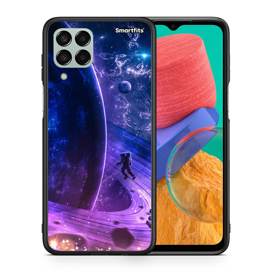 Θήκη Samsung M33 Lost Astronaut από τη Smartfits με σχέδιο στο πίσω μέρος και μαύρο περίβλημα | Samsung M33 Lost Astronaut case with colorful back and black bezels
