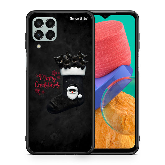 Θήκη Samsung M33 Merry Cat Christmas από τη Smartfits με σχέδιο στο πίσω μέρος και μαύρο περίβλημα | Samsung M33 Merry Cat Christmas case with colorful back and black bezels