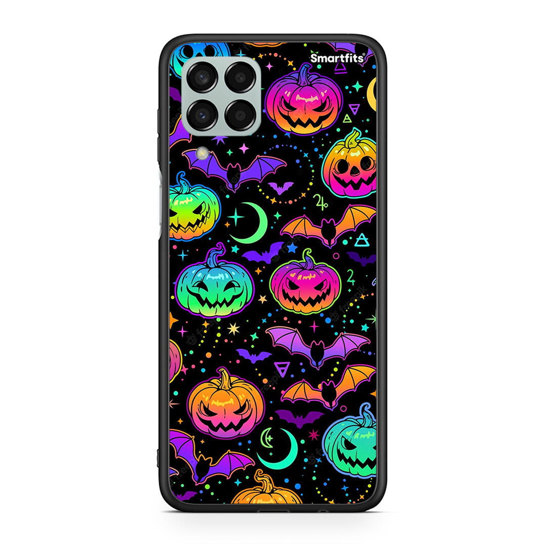 Samsung M33 Neon Halloween θήκη από τη Smartfits με σχέδιο στο πίσω μέρος και μαύρο περίβλημα | Smartphone case with colorful back and black bezels by Smartfits