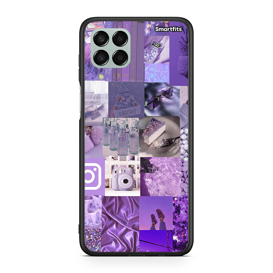 Samsung M33 Purple Aesthetic Collage θήκη από τη Smartfits με σχέδιο στο πίσω μέρος και μαύρο περίβλημα | Smartphone case with colorful back and black bezels by Smartfits
