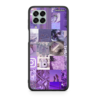 Samsung M33 Purple Aesthetic Collage θήκη από τη Smartfits με σχέδιο στο πίσω μέρος και μαύρο περίβλημα | Smartphone case with colorful back and black bezels by Smartfits