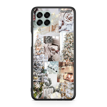 Samsung M33 White Christmas θήκη από τη Smartfits με σχέδιο στο πίσω μέρος και μαύρο περίβλημα | Smartphone case with colorful back and black bezels by Smartfits