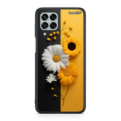 Samsung M33 Yellow Daisies θήκη από τη Smartfits με σχέδιο στο πίσω μέρος και μαύρο περίβλημα | Smartphone case with colorful back and black bezels by Smartfits