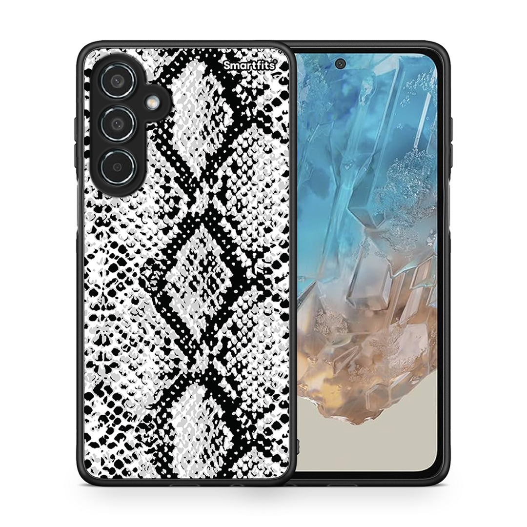 Θήκη Samsung Galaxy M35 5G White Snake Animal από τη Smartfits με σχέδιο στο πίσω μέρος και μαύρο περίβλημα | Samsung Galaxy M35 5G White Snake Animal case with colorful back and black bezels