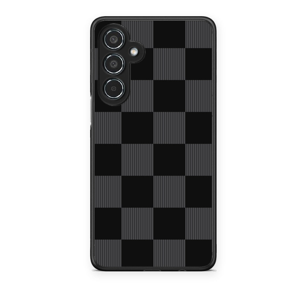 Θήκη Samsung Galaxy M35 5G Black and Charcoal Striped Checks από τη Smartfits με σχέδιο στο πίσω μέρος και μαύρο περίβλημα | Samsung Galaxy M35 5G Black and Charcoal Striped Checks case with colorful back and black bezels