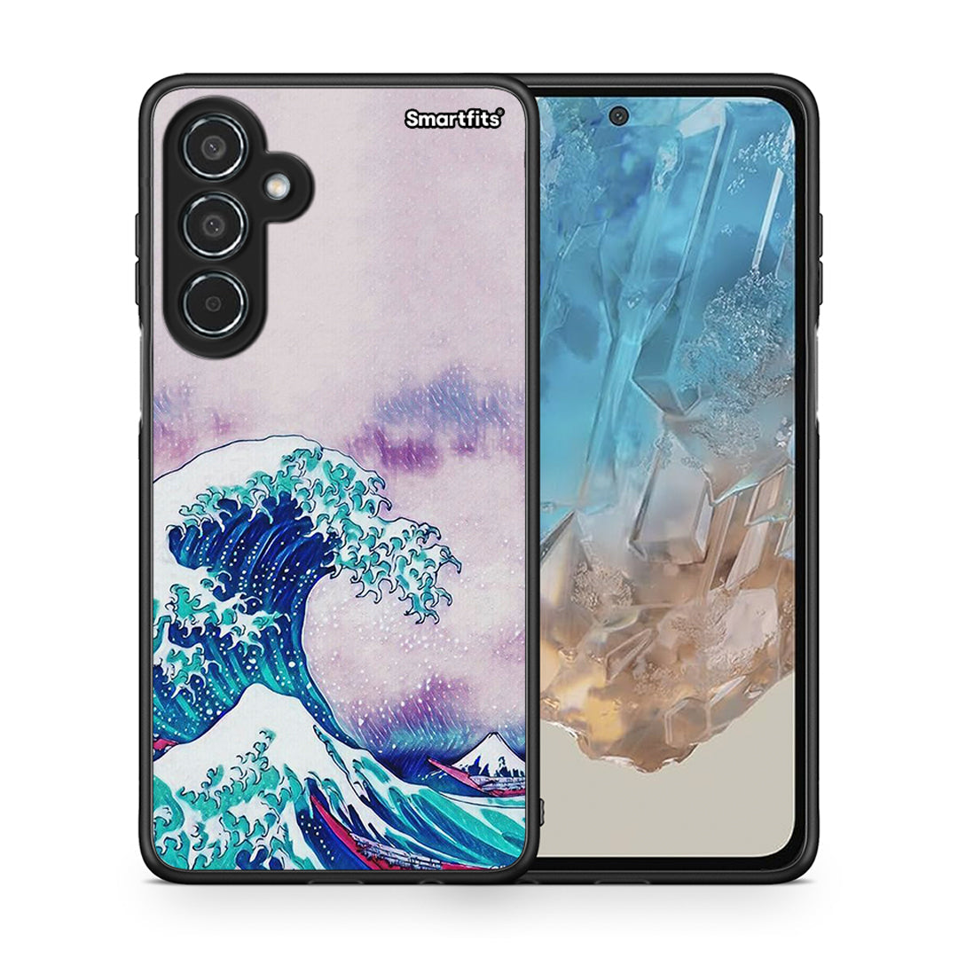 Θήκη Samsung Galaxy M35 5G Blue Waves από τη Smartfits με σχέδιο στο πίσω μέρος και μαύρο περίβλημα | Samsung Galaxy M35 5G Blue Waves case with colorful back and black bezels