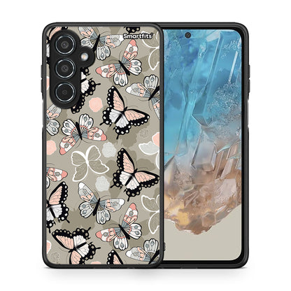 Θήκη Samsung Galaxy M35 5G Butterflies Boho από τη Smartfits με σχέδιο στο πίσω μέρος και μαύρο περίβλημα | Samsung Galaxy M35 5G Butterflies Boho case with colorful back and black bezels