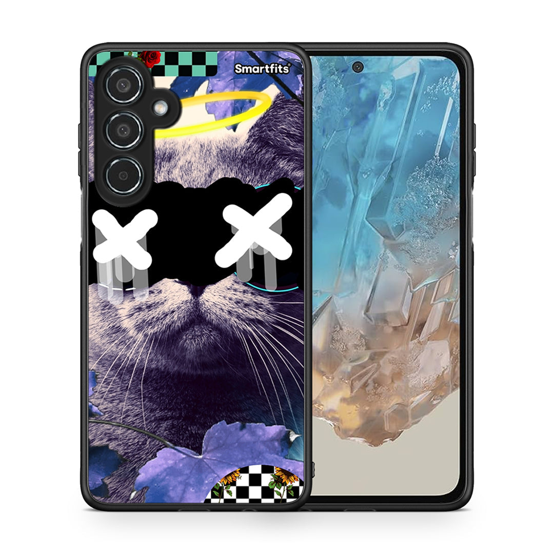 Θήκη Samsung Galaxy M35 5G Cat Collage από τη Smartfits με σχέδιο στο πίσω μέρος και μαύρο περίβλημα | Samsung Galaxy M35 5G Cat Collage case with colorful back and black bezels