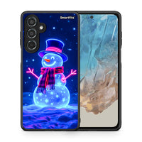 Thumbnail for Θήκη Samsung Galaxy M35 5G Christmas Neon Snowman από τη Smartfits με σχέδιο στο πίσω μέρος και μαύρο περίβλημα | Samsung Galaxy M35 5G Christmas Neon Snowman case with colorful back and black bezels