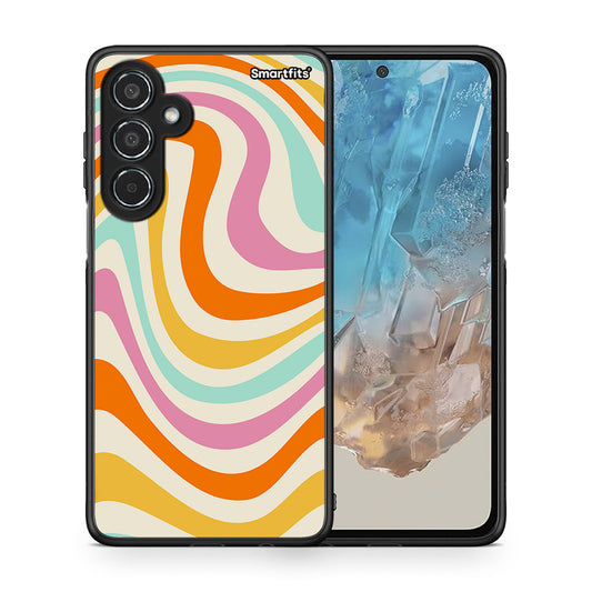 Θήκη Samsung Galaxy M35 5G Colourful Waves από τη Smartfits με σχέδιο στο πίσω μέρος και μαύρο περίβλημα | Samsung Galaxy M35 5G Colourful Waves case with colorful back and black bezels
