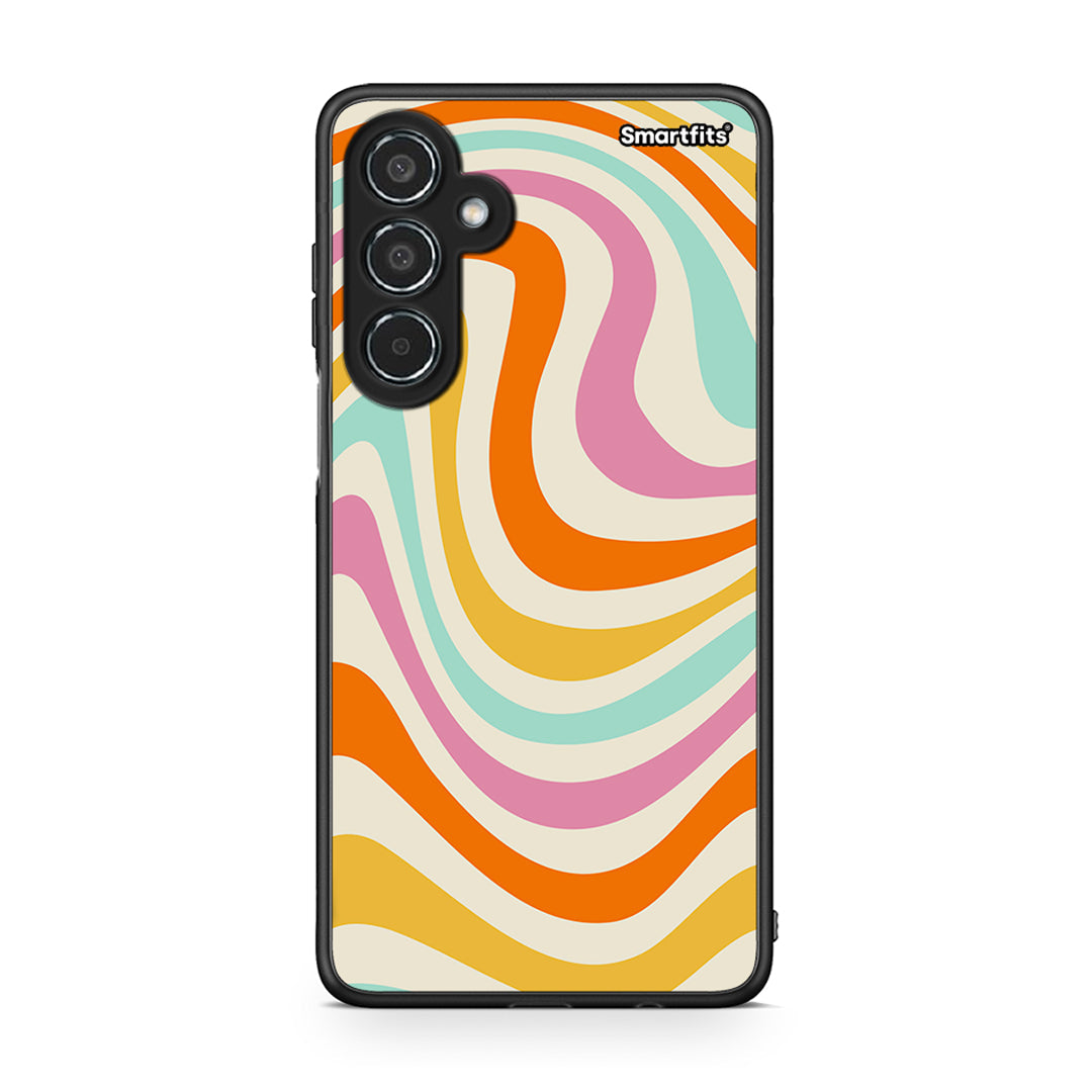 Samsung Galaxy M35 5G Colourful Waves θήκη από τη Smartfits με σχέδιο στο πίσω μέρος και μαύρο περίβλημα | Smartphone case with colorful back and black bezels by Smartfits