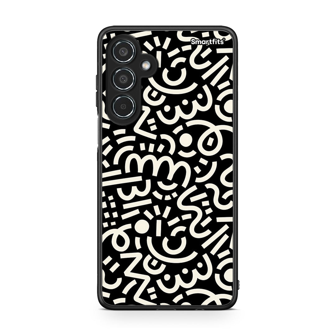 Samsung Galaxy M35 5G Doodle Art Θήκη από τη Smartfits με σχέδιο στο πίσω μέρος και μαύρο περίβλημα | Smartphone case with colorful back and black bezels by Smartfits