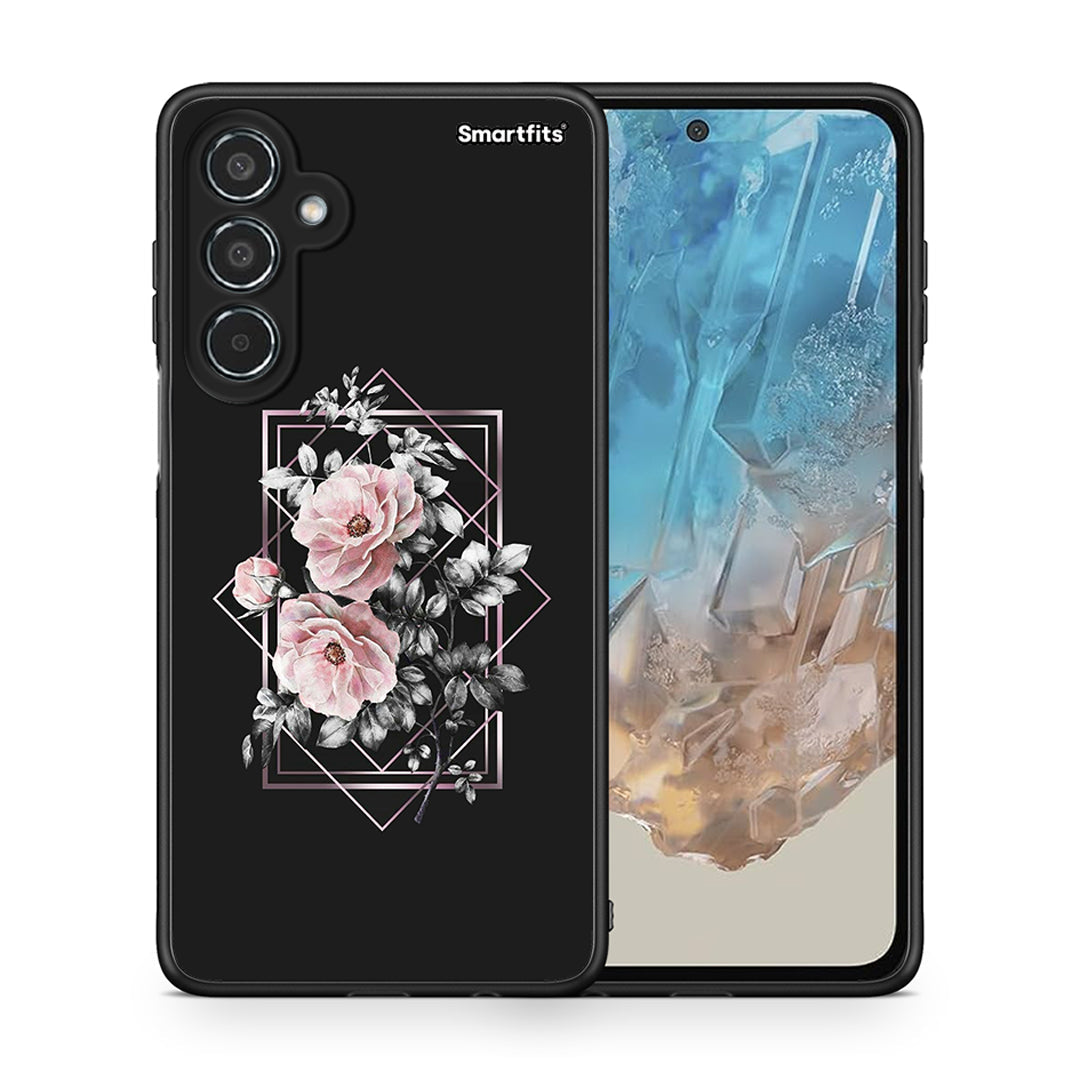 Θήκη Samsung Galaxy M35 5G Frame Flower από τη Smartfits με σχέδιο στο πίσω μέρος και μαύρο περίβλημα | Samsung Galaxy M35 5G Frame Flower case with colorful back and black bezels