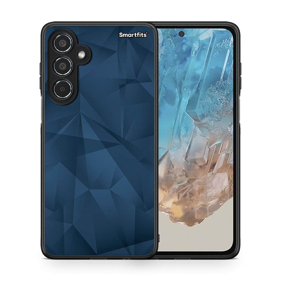 Θήκη Samsung Galaxy M35 5G Blue Abstract Geometric από τη Smartfits με σχέδιο στο πίσω μέρος και μαύρο περίβλημα | Samsung Galaxy M35 5G Blue Abstract Geometric case with colorful back and black bezels