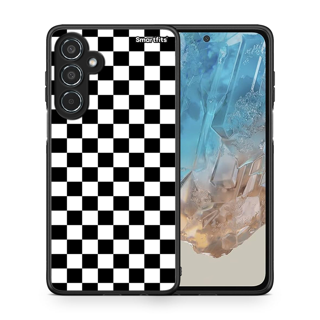 Θήκη Samsung Galaxy M35 5G Squares Geometric από τη Smartfits με σχέδιο στο πίσω μέρος και μαύρο περίβλημα | Samsung Galaxy M35 5G Squares Geometric case with colorful back and black bezels