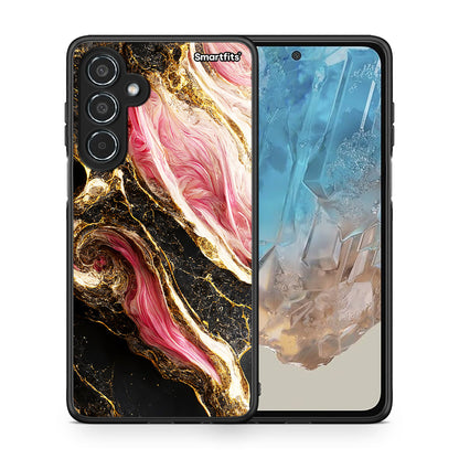 Θήκη Samsung Galaxy M35 5G Glamorous Pink Marble από τη Smartfits με σχέδιο στο πίσω μέρος και μαύρο περίβλημα | Samsung Galaxy M35 5G Glamorous Pink Marble case with colorful back and black bezels