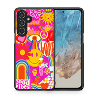 Thumbnail for Θήκη Samsung Galaxy M35 5G Hippie Love από τη Smartfits με σχέδιο στο πίσω μέρος και μαύρο περίβλημα | Samsung Galaxy M35 5G Hippie Love case with colorful back and black bezels