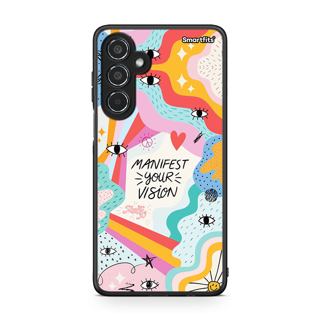 Samsung Galaxy M35 5G Manifest Your Vision θήκη από τη Smartfits με σχέδιο στο πίσω μέρος και μαύρο περίβλημα | Smartphone case with colorful back and black bezels by Smartfits